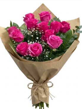 Premium dozen pink rose (wrapped)